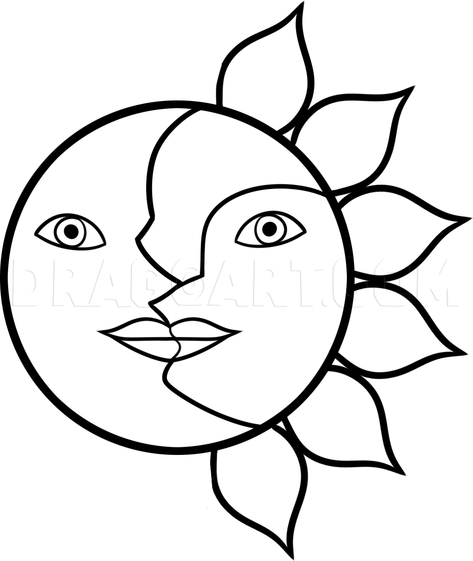 How to draw the sun and moon face step by step drawing guide by dawn dragoart sun and moon drawings moon painting canvas moon painting