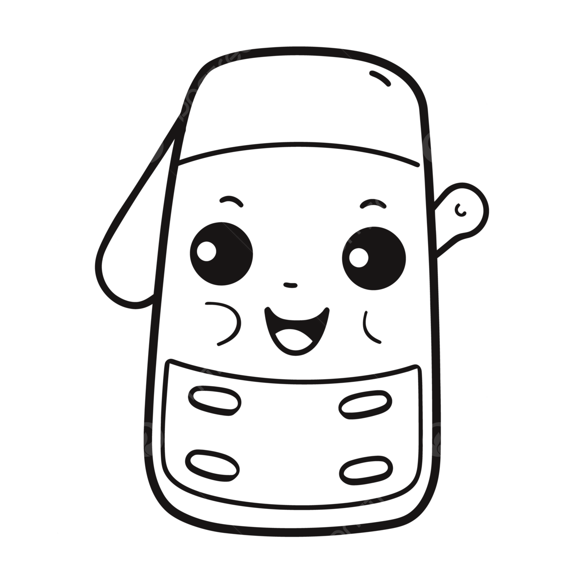 Cute smiling cellphone coloring page black white outline sketch drawing vector mobile phone drawing mobile phone outline mobile phone sketch png and vector with transparent background for free download