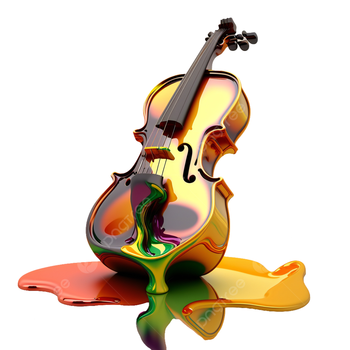 Fashion creative color melting paint musical instrument violin model melt paint color png transparent clipart image and psd file for free download