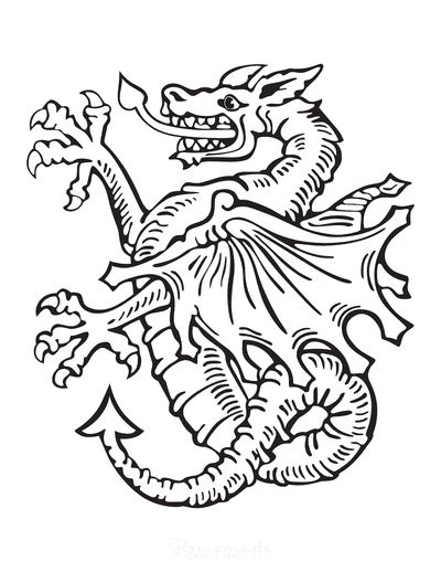 Free dragon coloring pages for kids adults dragon coloring page medieval dragon dragon illustration