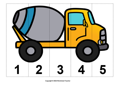 Construction number sequence picture puzzles made by teachers