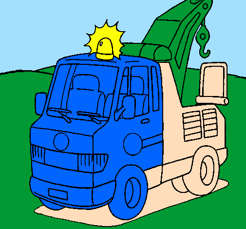 Colored page tow truck painted by omj