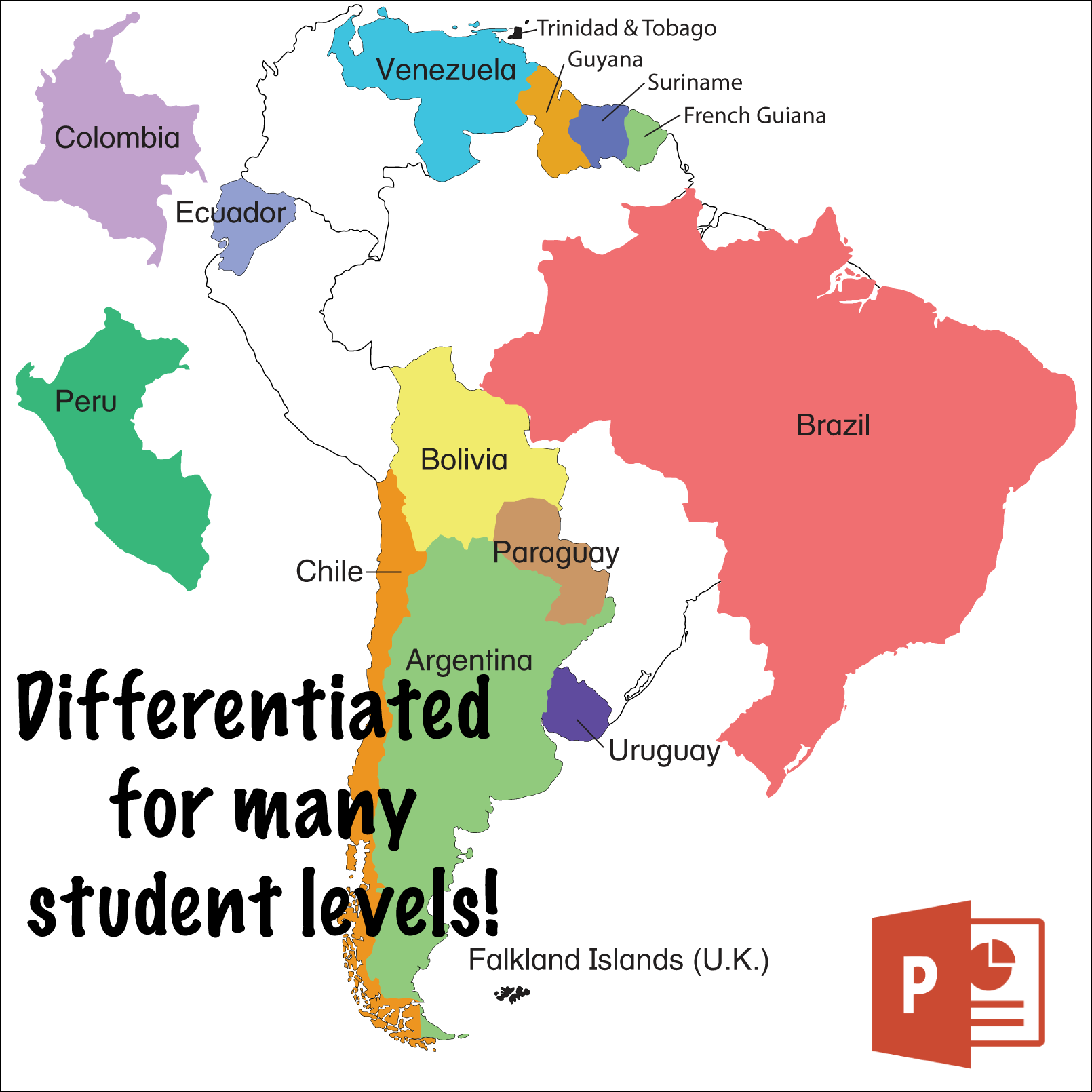 South and central america map puzzles regions countries powerpoint esl ell made by teachers