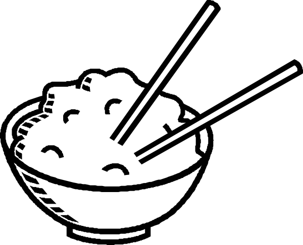 Rice bowl black and white clip art at
