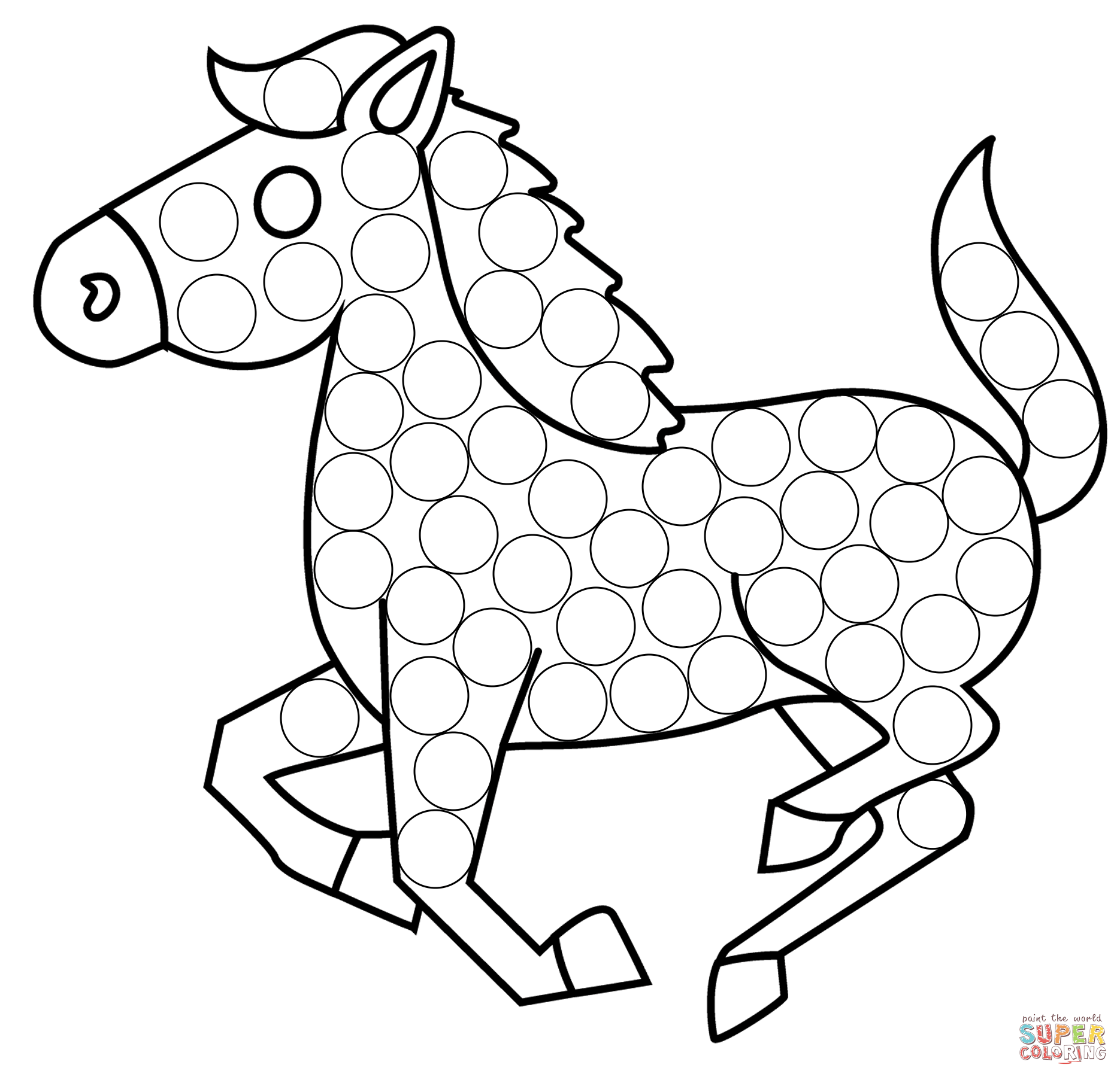 Horse dot art coloring page free printable coloring pages