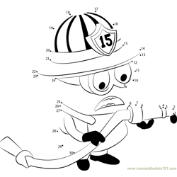 Action figure fireman custom dot to dot printable worksheet