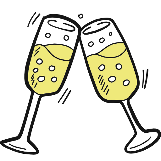 Champagne hand drawn color icon