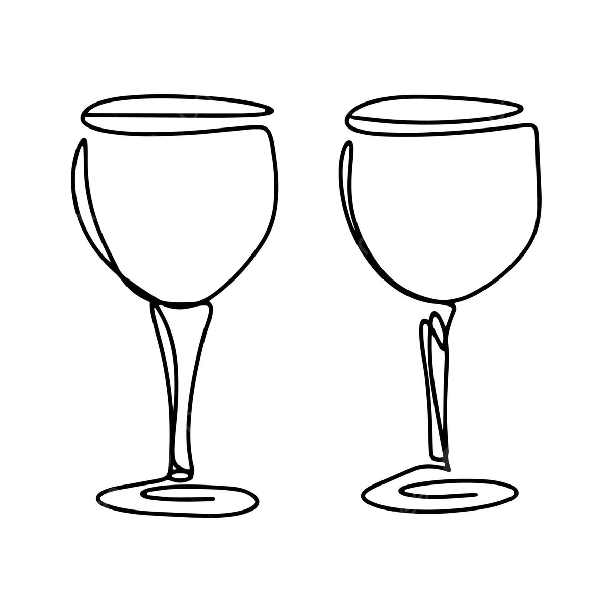 Vector line art of two isolated wine glasses vector sketch party crystal glasses png and vector with transparent background for free download