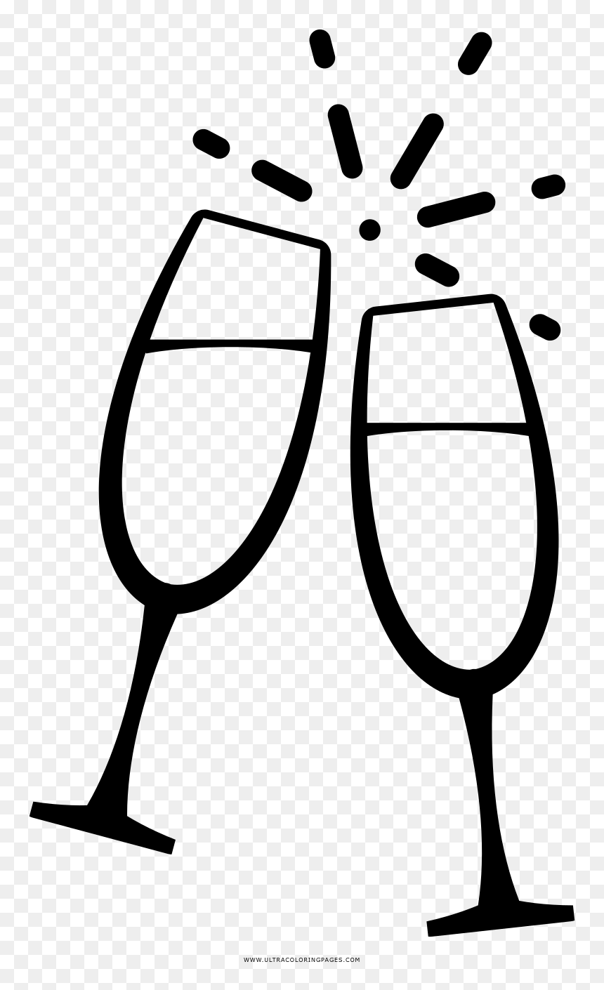 Champagne flute coloring page