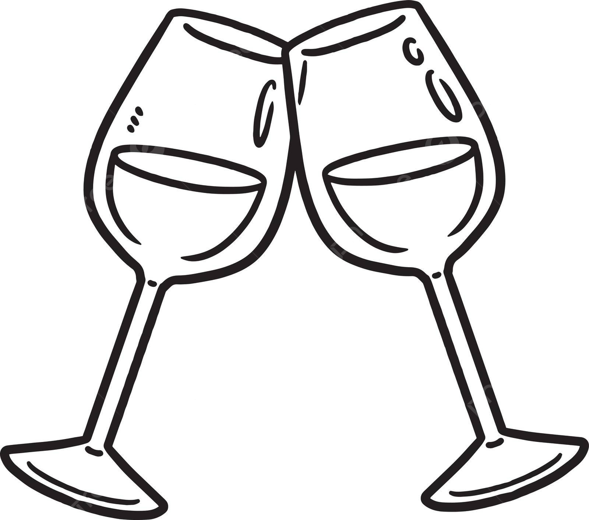 Coloring page for kids two glasses of wine in isolation vector vector party graphic png and vector with transparent background for free download