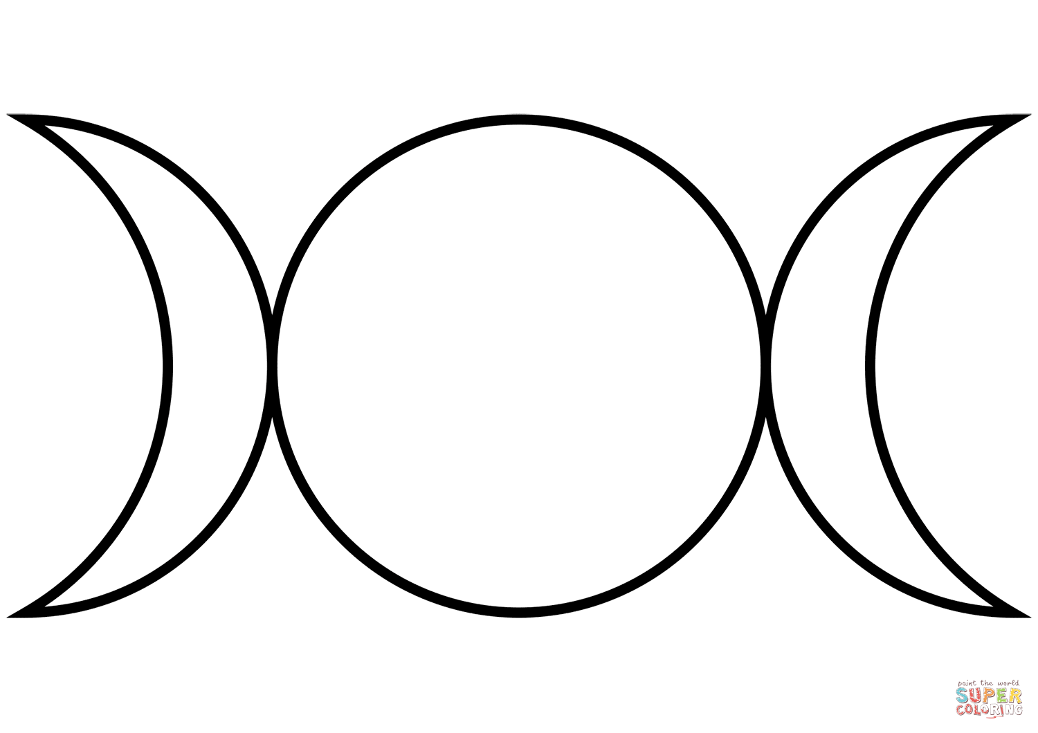 The triple goddess symbol of the waxing coloring page free printable coloring pages