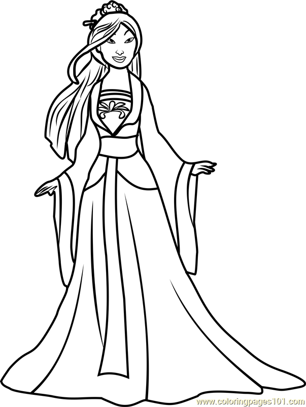 Princess mulan coloring page for kids