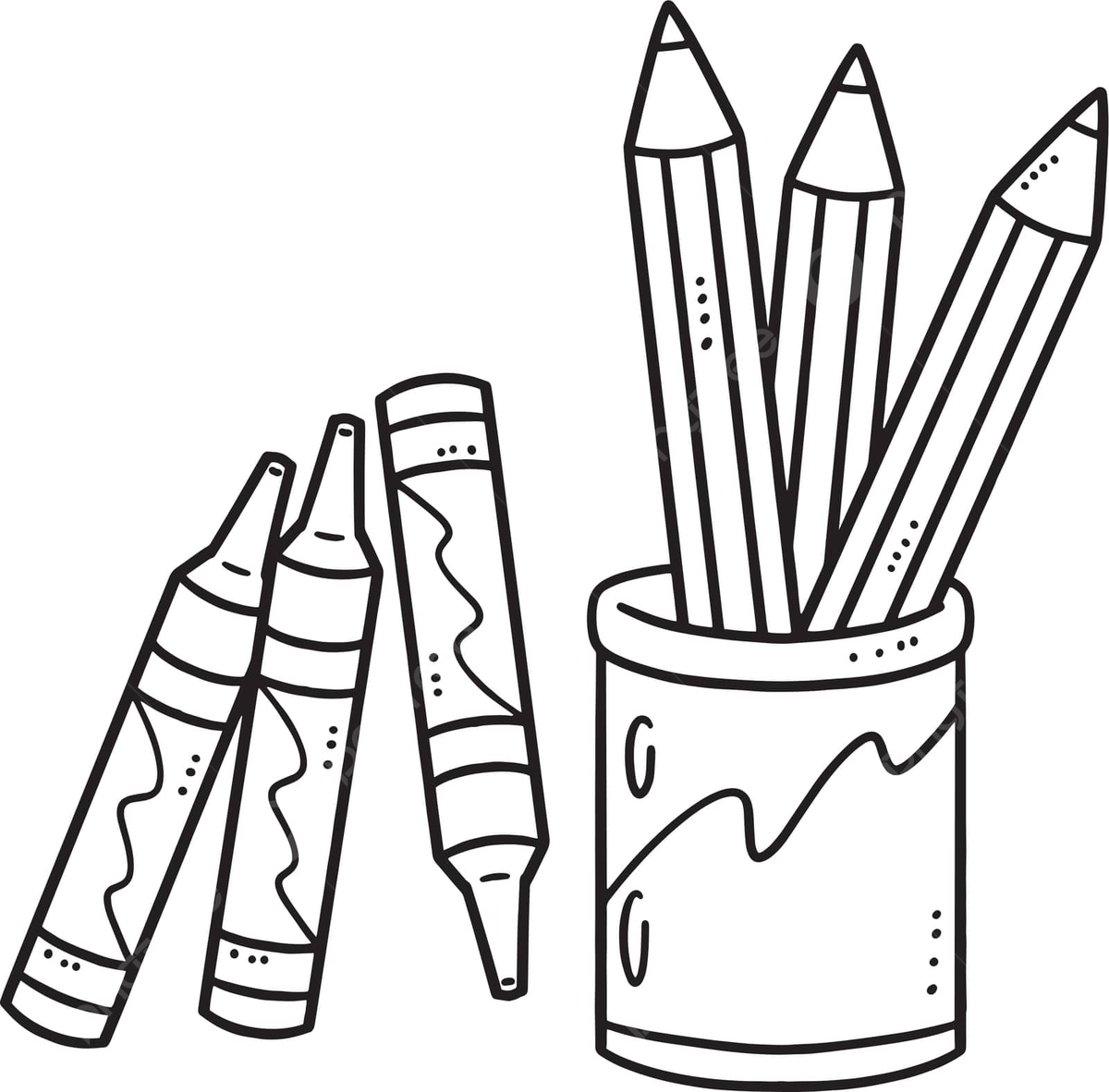 Coloring page for kids pencil and crayons alone in white background vector alone drawing ring drawing kid drawing png and vector with transparent background for free download