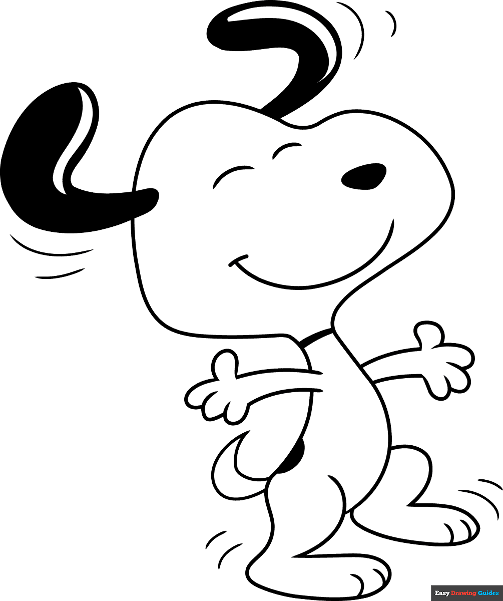 How to draw snoopy from peanuts dancing