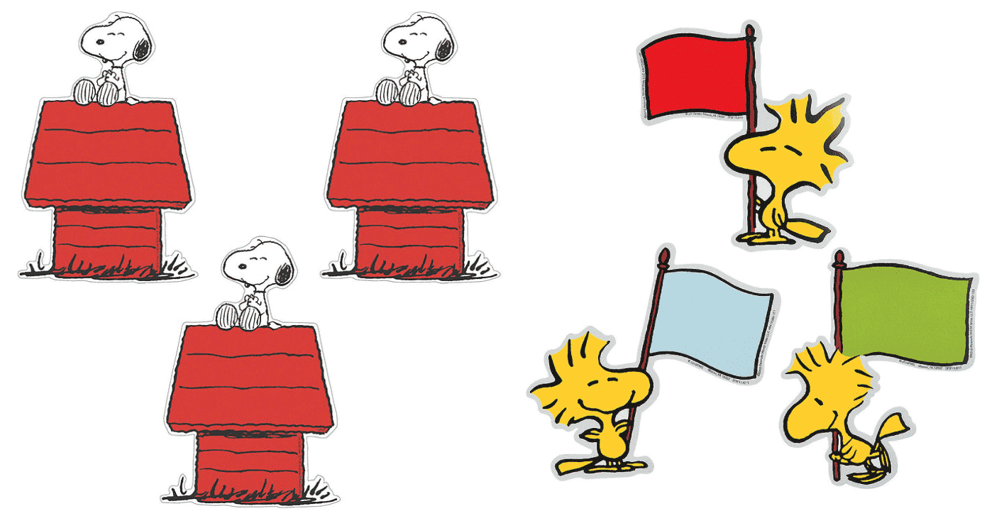 Peanuts snoopy and woodstock bulletin board wall cutouts set of