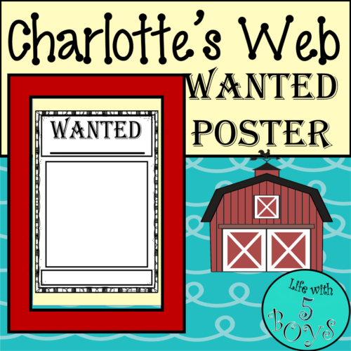 Charlottes web activity character wanted poster
