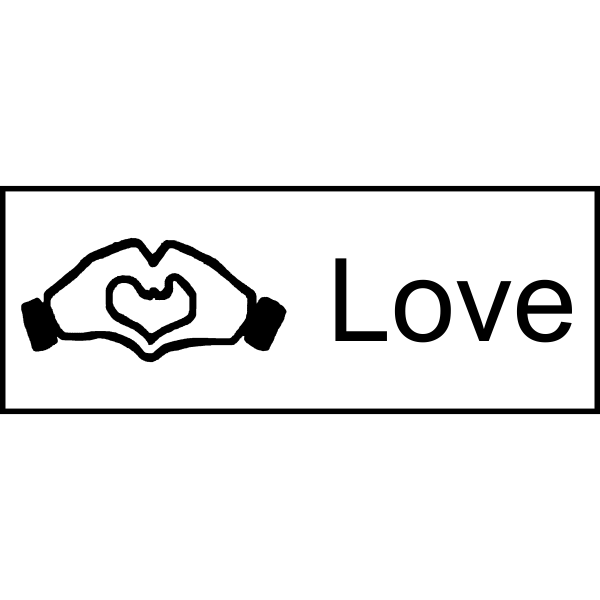 Hand heart love rubber stamp