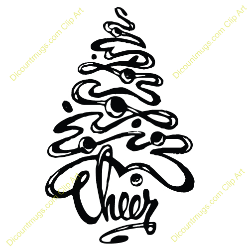 Festive christmas tree cheer with megaphone clip art