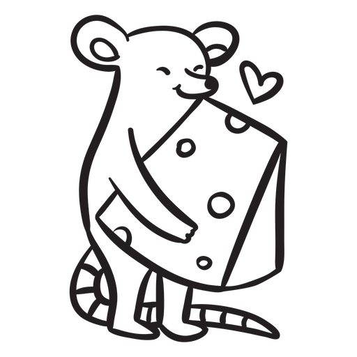 Cute mouse love cheese outline png svg design for t