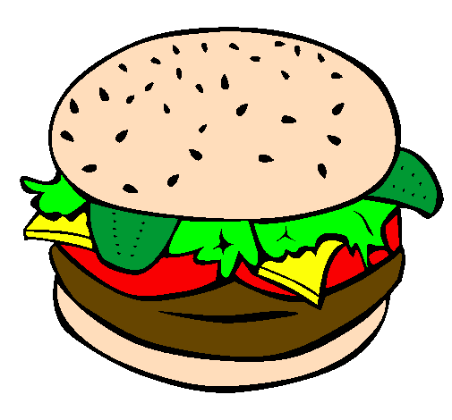 Colored page hamburger with everything painted by faith