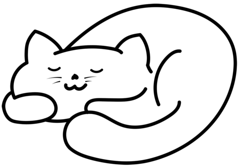 Sleeping cat coloring page free printable coloring pages