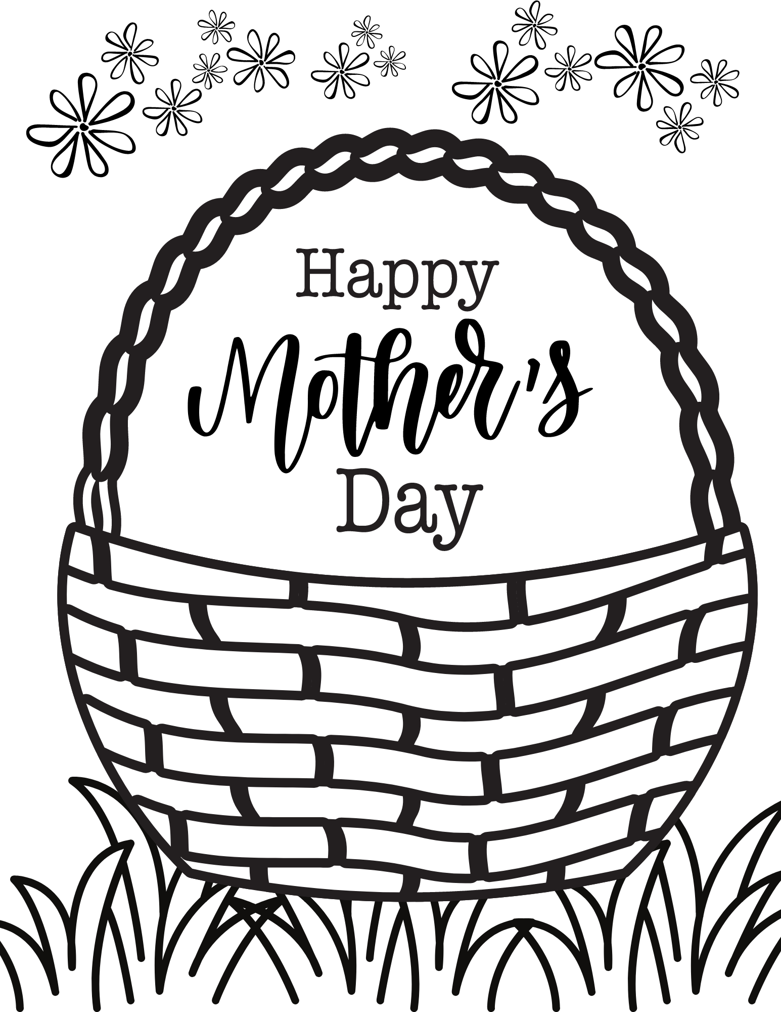 Happy mothers day flower coloring sheets â
