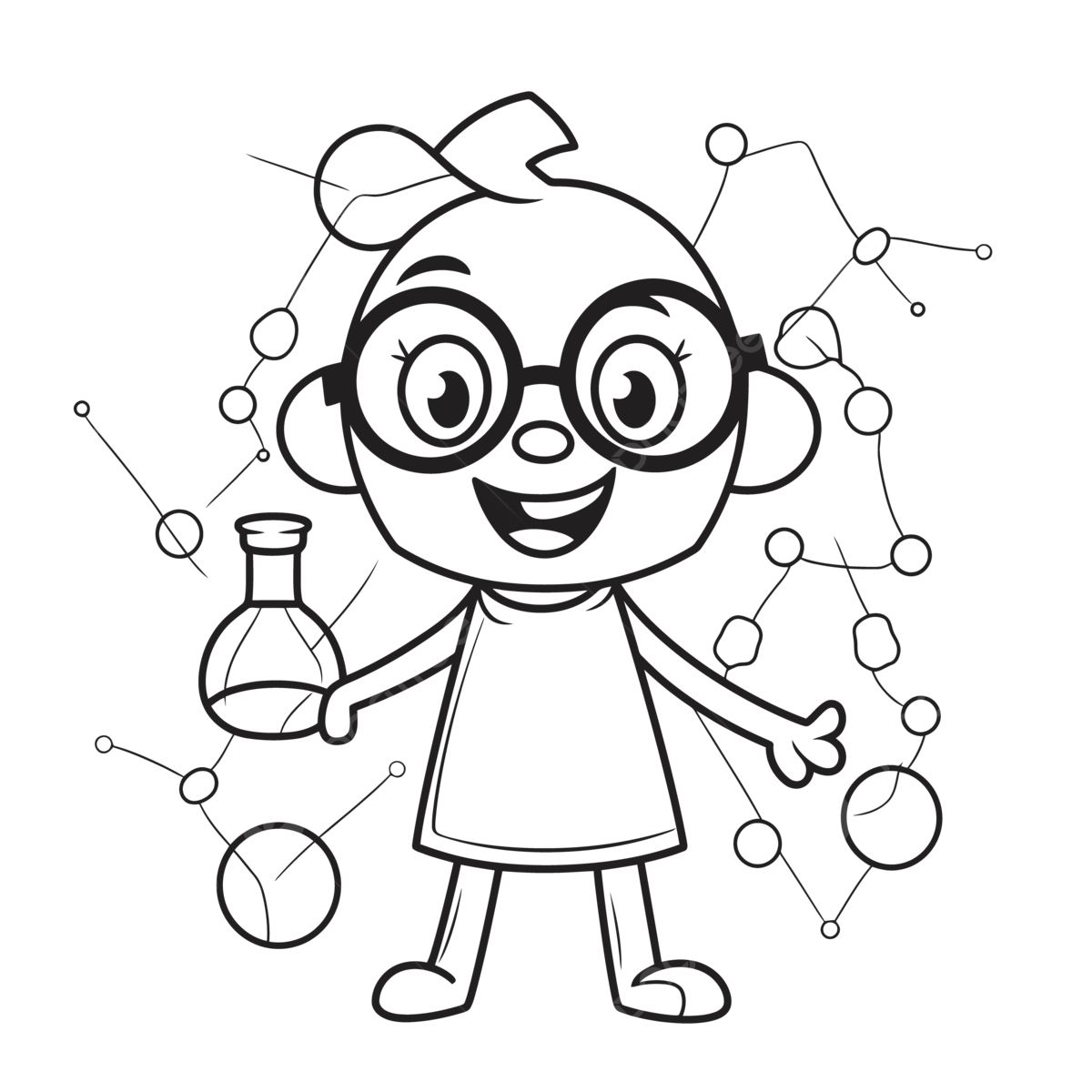 Girl scientist cartoon page coloring outline sketch drawing vector chemistry drawing chemistry outline chemistry sketch png and vector with transparent background for free download
