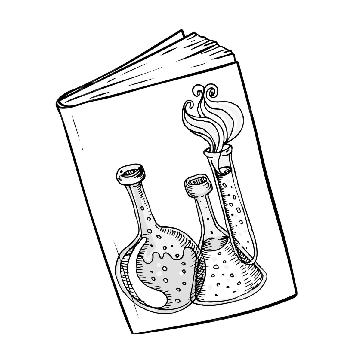 Doodle lab equipment on book cover for back to school vector element back tube png and vector with transparent background for free download