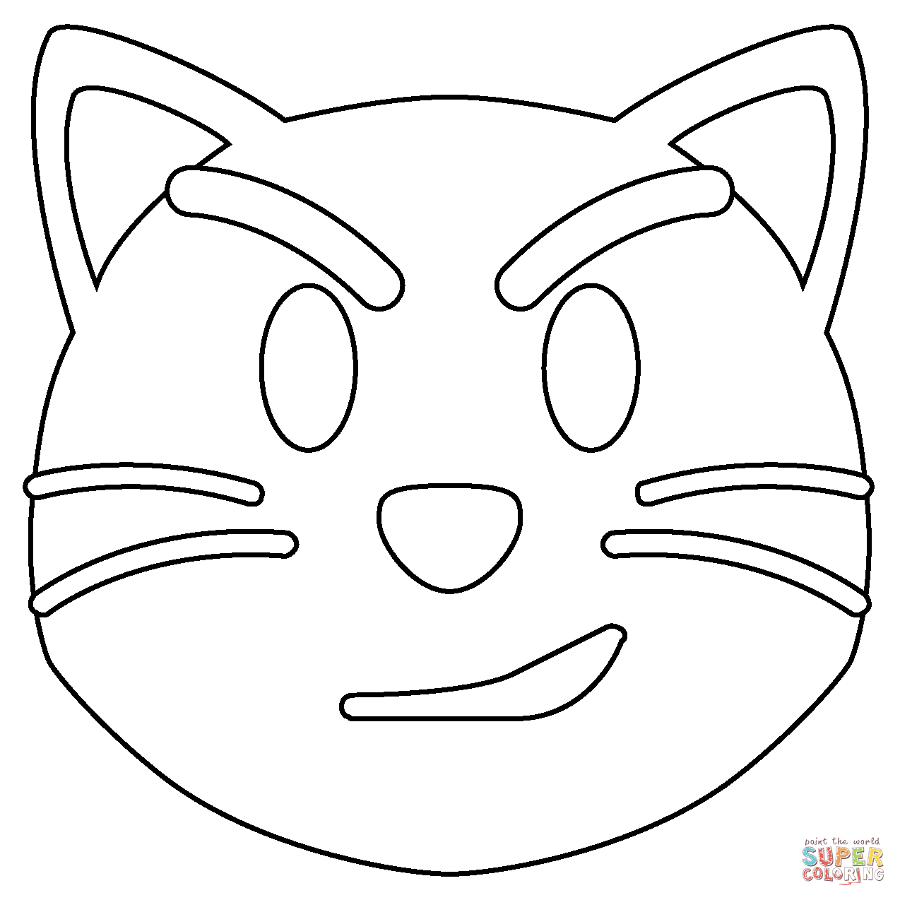 Cat with wry smile emoji coloring page free printable coloring pages