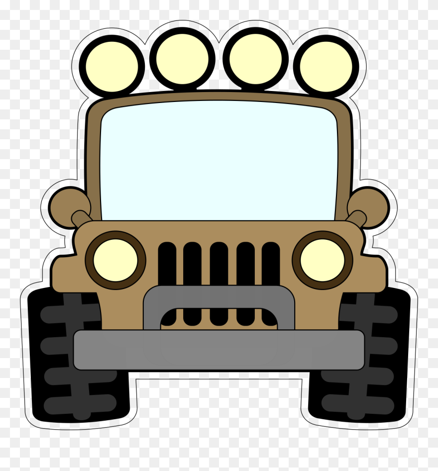 Download cartoon safari jeep with animals clipart