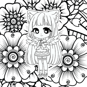 Chibi girls coloring book for kids super