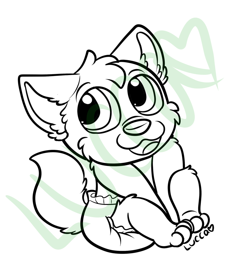 Cute chibi canine coloring page