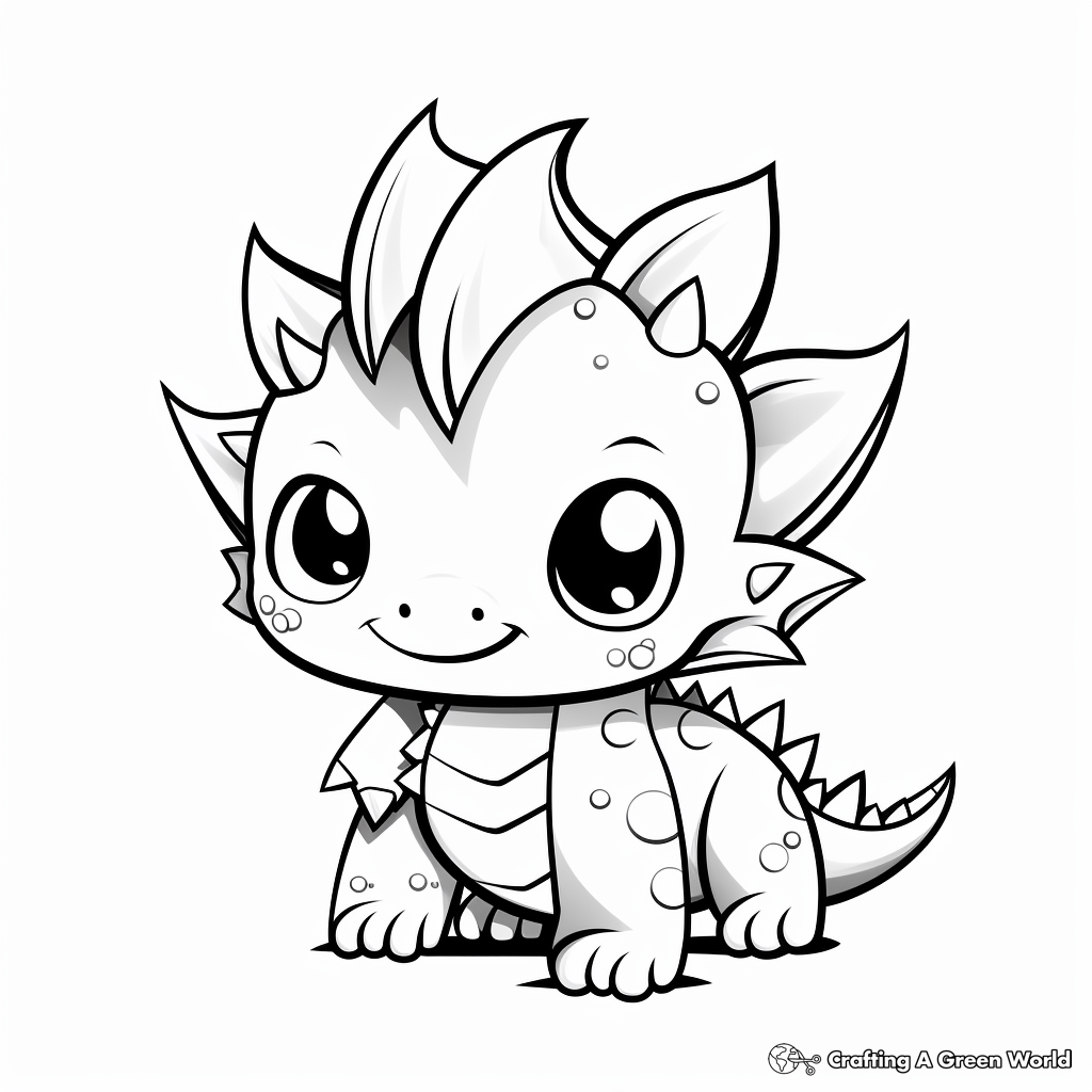 Kawaii dinosaur coloring pages