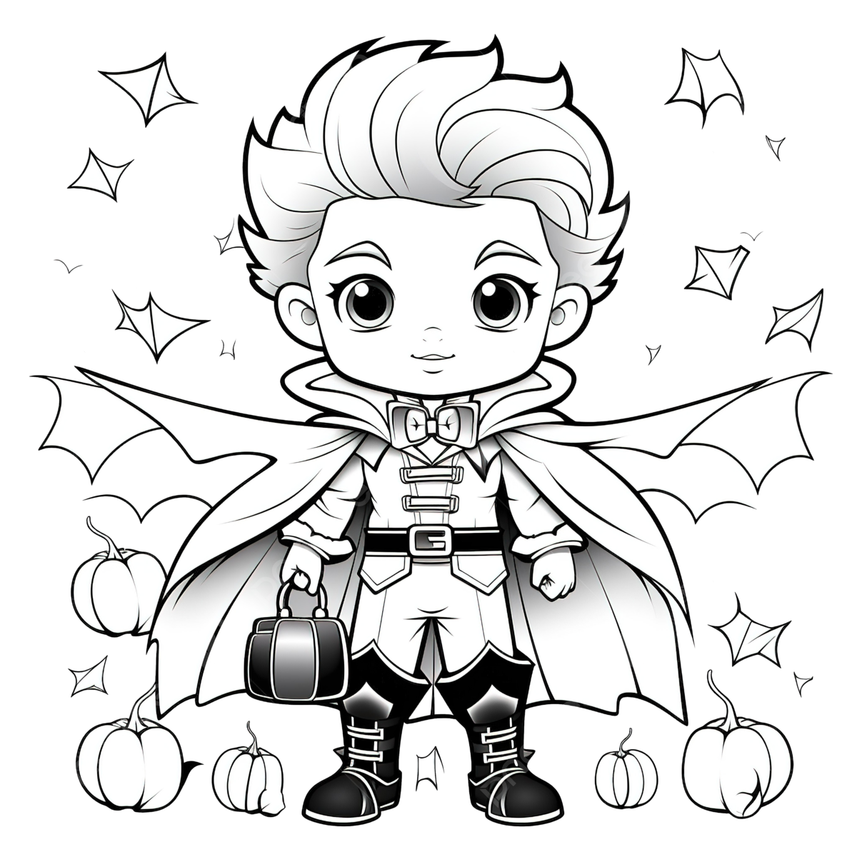 Coloring book with a cute boy using costume dracula halloween disguise coloring halloween cartoon png transparent image and clipart for free download