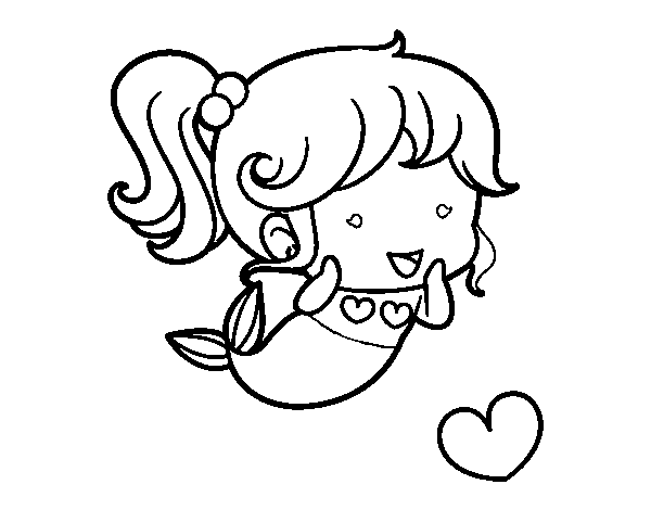 Chibi mermaid coloring page