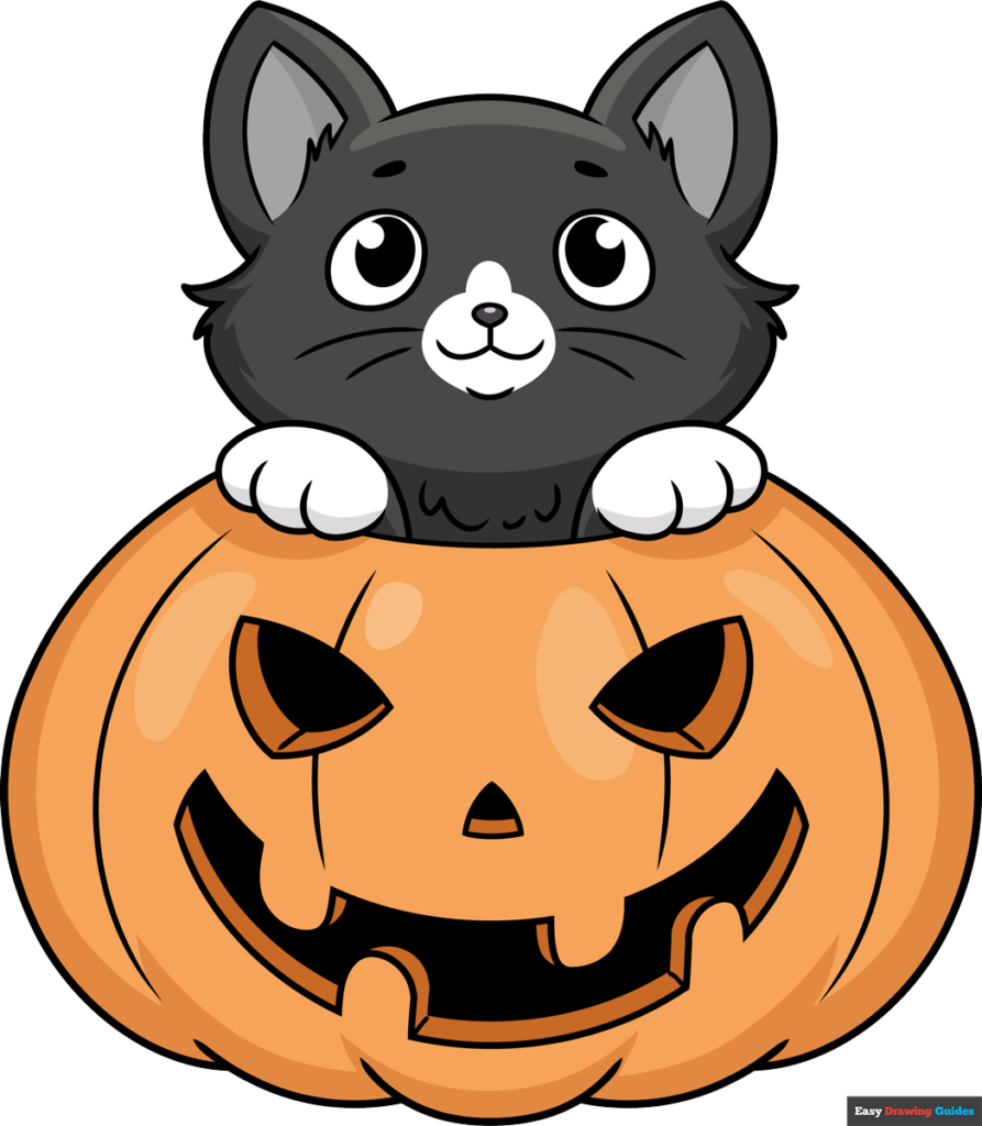 How to draw a halloween cat