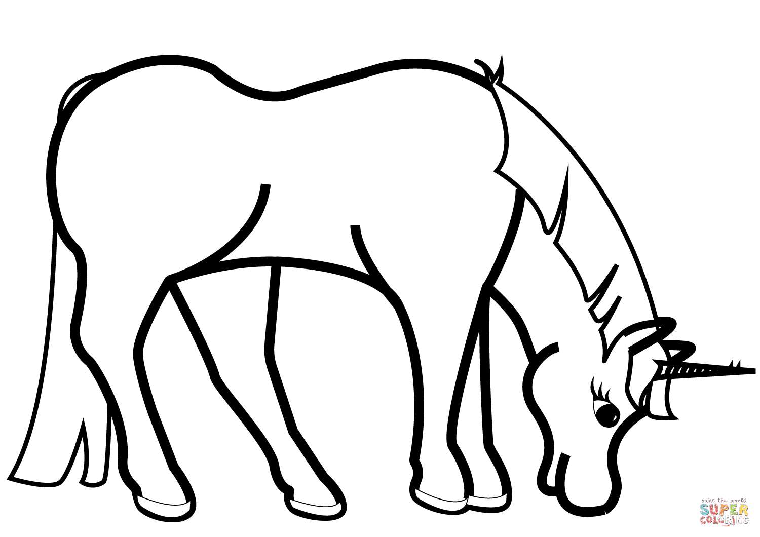 Grazing unicorn coloring page free printable coloring pages