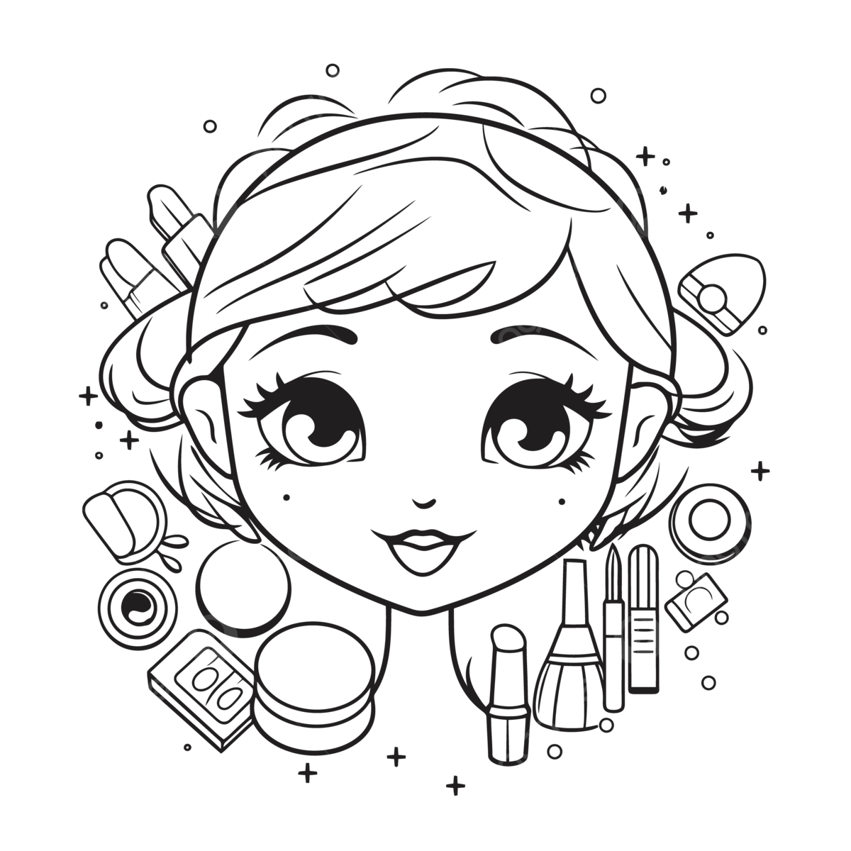 Dibujo de chica maquillada pãgina para colorear con boceto quema maquillaje vector png dibujos dibujo de ala dibujo de niãa dibujo de anillo png y vector para dcargar gratis