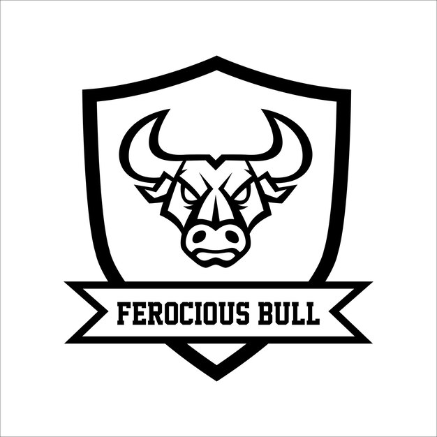 Premium vector ferocious bull illustration vector design with black and white color theme for logo and icon
