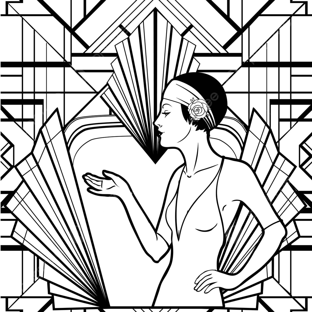 S retro coloring book with flapper girl illustrations and party invitations vector book drawing girl drawing rat drawing png and vector with transparent background for free download