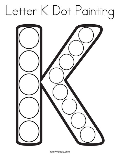 Letter k dot painting coloring page letter k crafts letter k dot worksheets