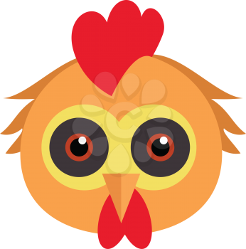 Cock bird carnival mask vector illustration in flat style rooster chicken hen fowl funny childish masquerade mask isolated on white new year masque for festivals holiday dress code for kids