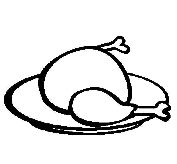 Chicken drumstick on plate coloring pages