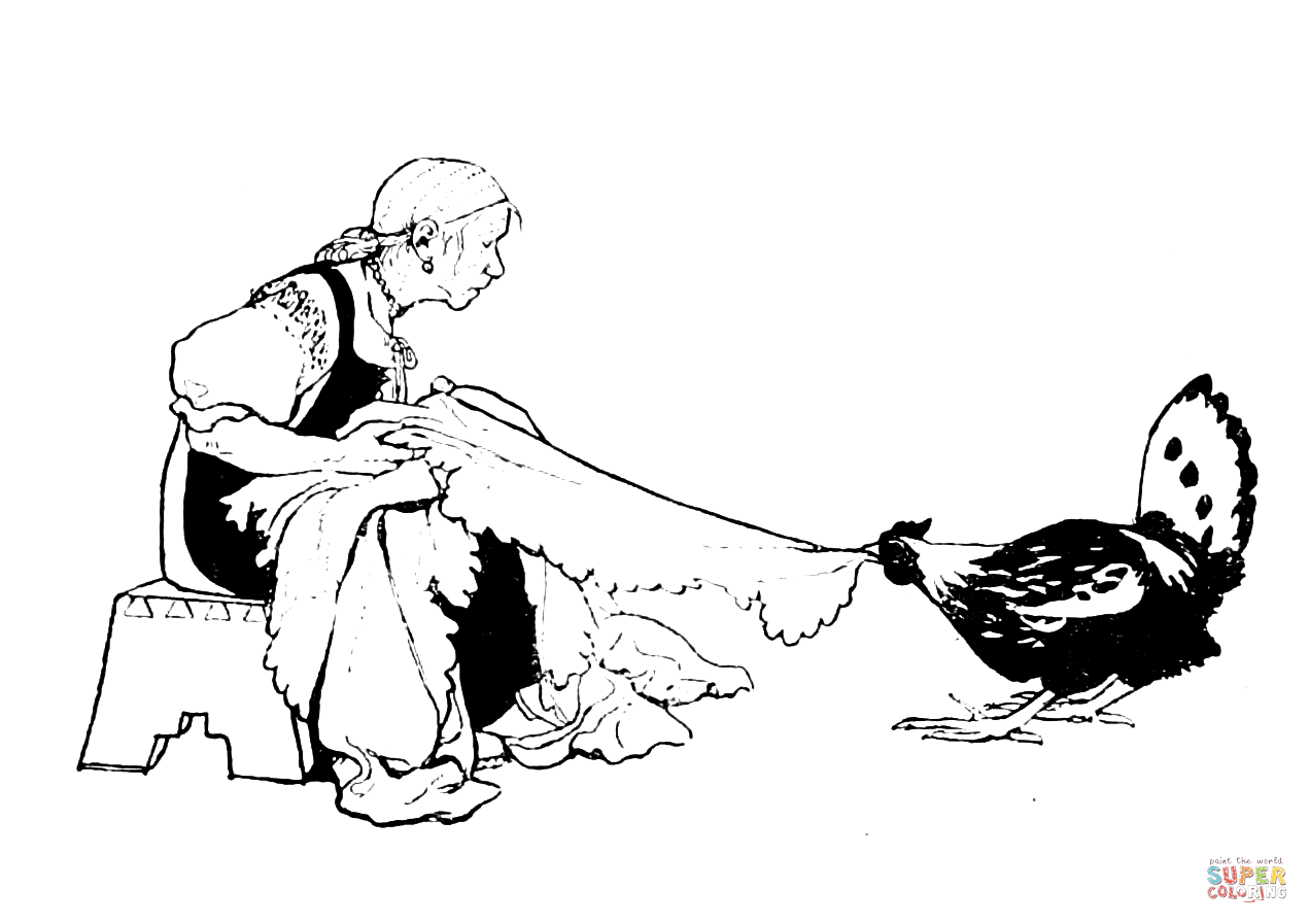 The little cock and the little hen coloring page free printable coloring pages