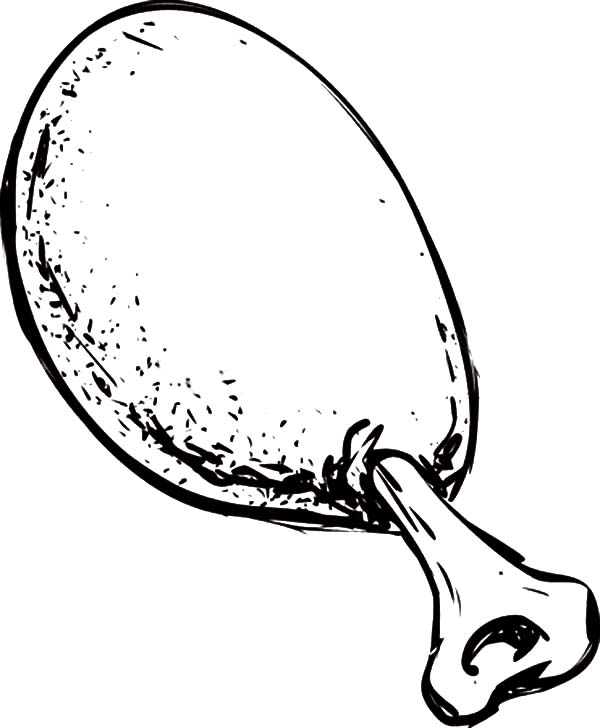 Single roasted chicken drumstick coloring pages