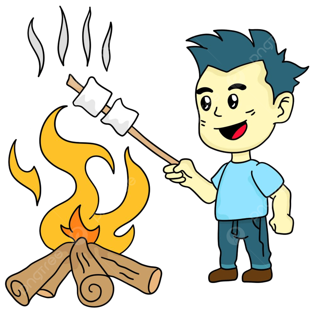 El chico ta quemando marshmello png dibujos garabatear pegatina quemar png y vector para dcargar gratis