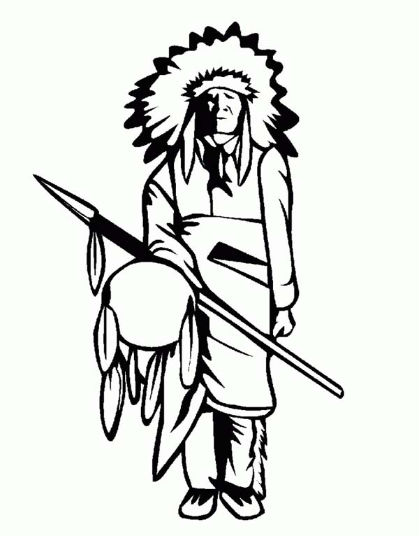 Chief of native american tribe coloring page kids play color coloring pages american day online coloring pages