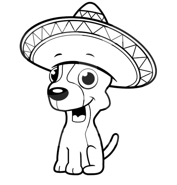 Chihuahua dog sitting and wearing a sombrero coloring pages dog drawing simple dog coloring page puppy coloring pages