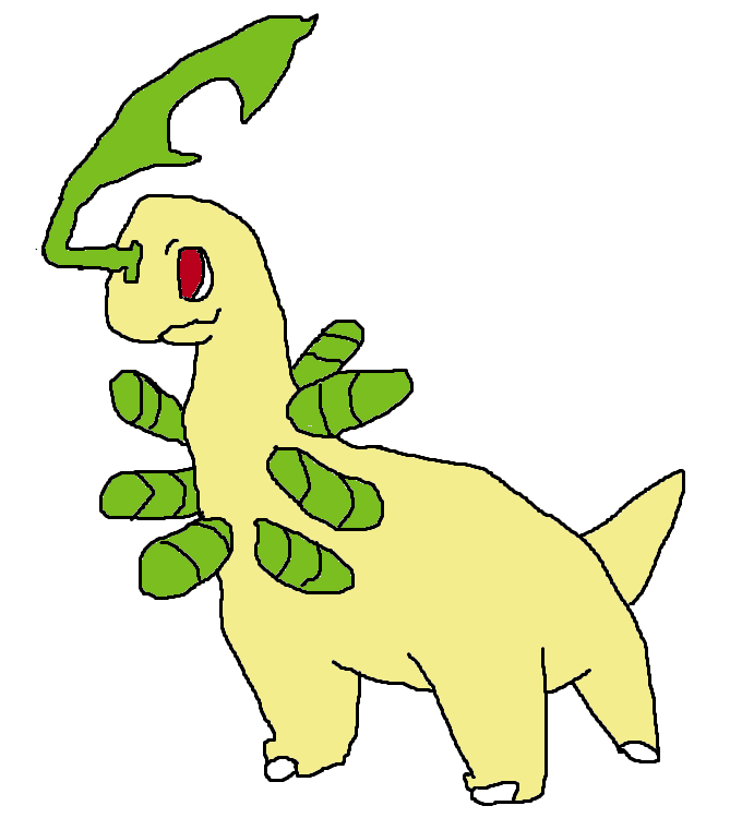 The chikorita evolution line drawn terribly in ms paint rpokemon