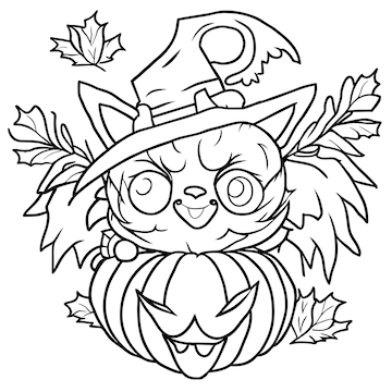Premium vector children coloring page halloween theme with pumpkins and ghost